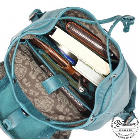  Женский кожаный рюкзак "Паулина" (изумруд) 