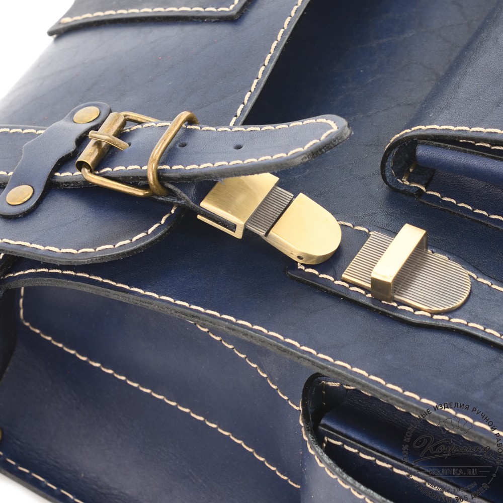 Кожаный ранец "Максимус 3" (синий)