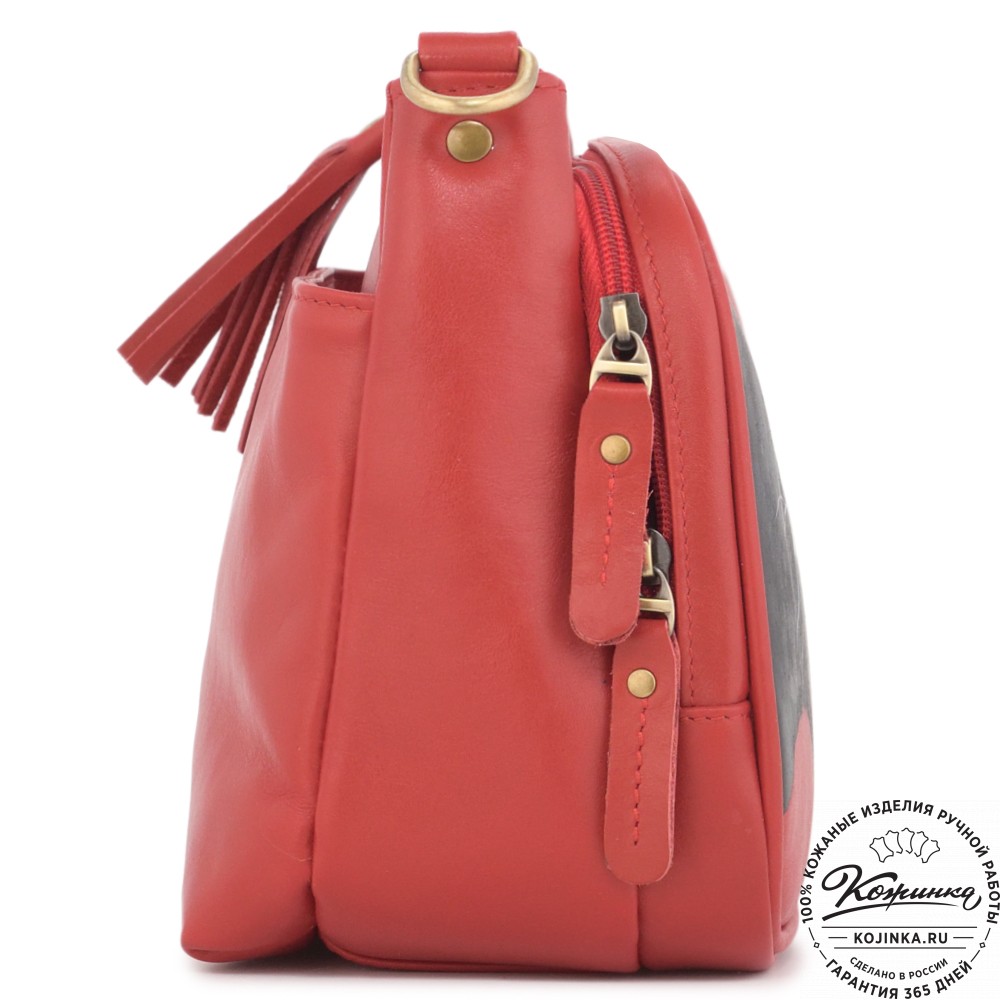 Женская кожаная сумка "Эмма" "Пантера" (красный)