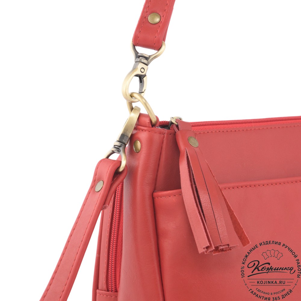Женская кожаная сумка "Эмма" "Пантера" (красный)