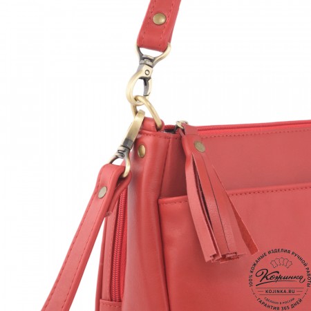Женская кожаная сумка "Эмма" "Пантера" (красный)