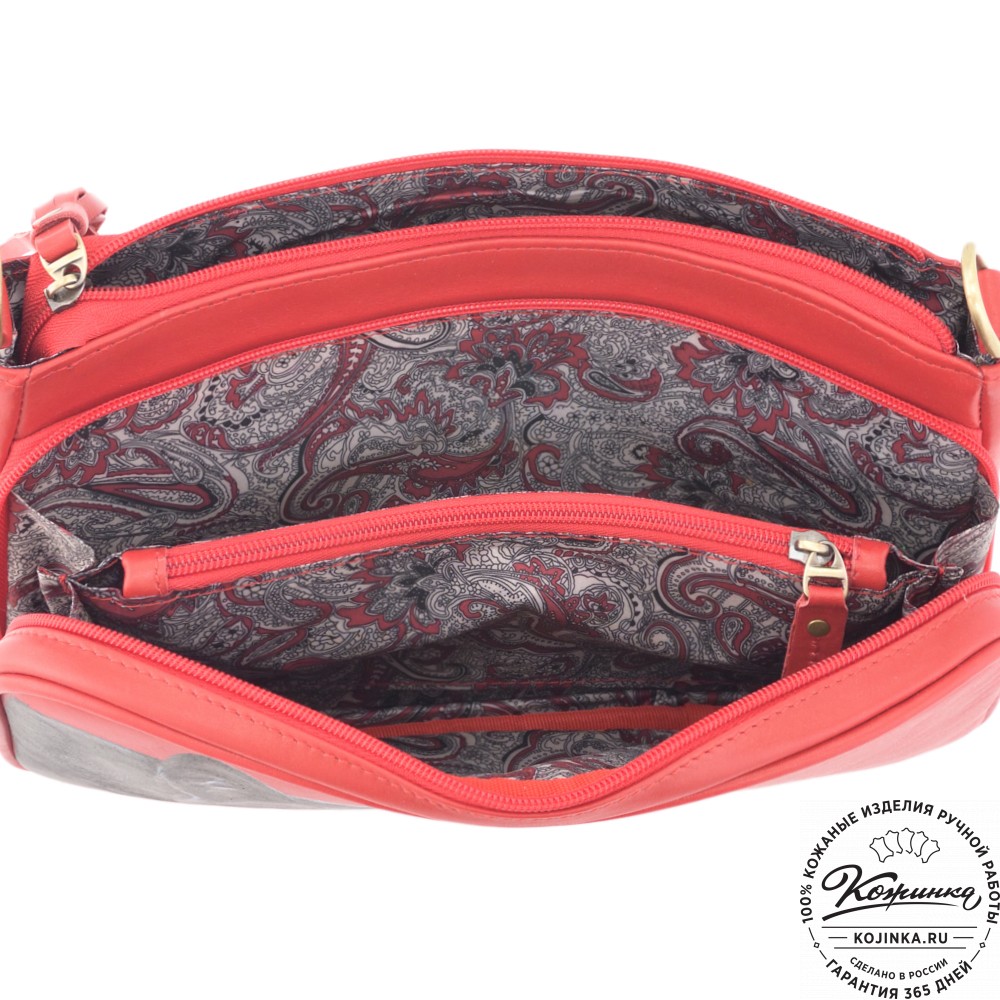 Женская кожаная сумка "Эмма" "Пантера" (красный)