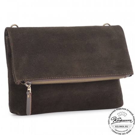 Кожаный клатч "Молли" велюр (шоколад)