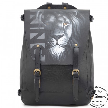 Кожаный рюкзак "Рафаэль""Лев" (черный)