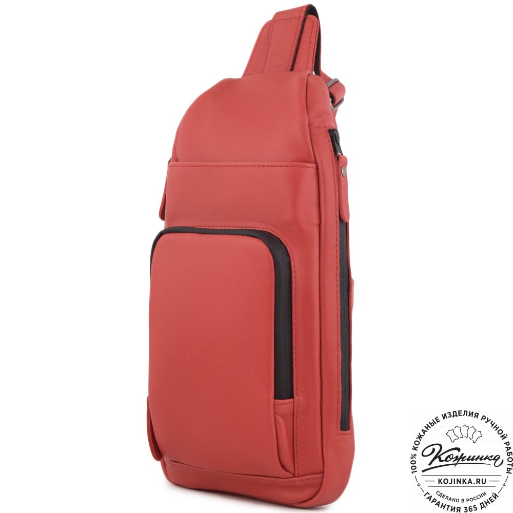 Кожаная сумка на грудь "Вульф" (красная)