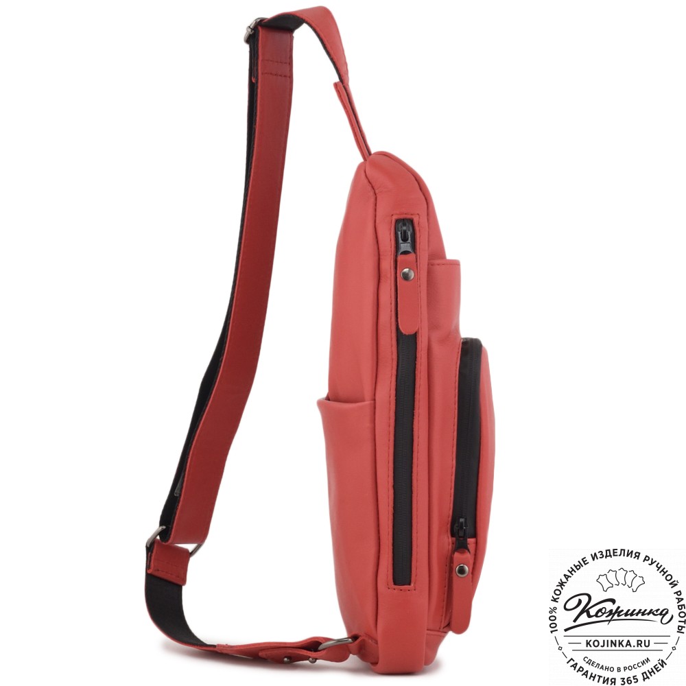 Кожаная сумка на грудь "Вульф" (красная)