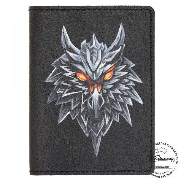 Кожаная обложка на паспорт "Будапешт" "Волк". фото 1