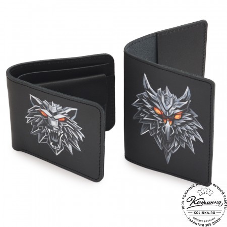  Кожаный бумажник "Рокки" "Волк" (черный)