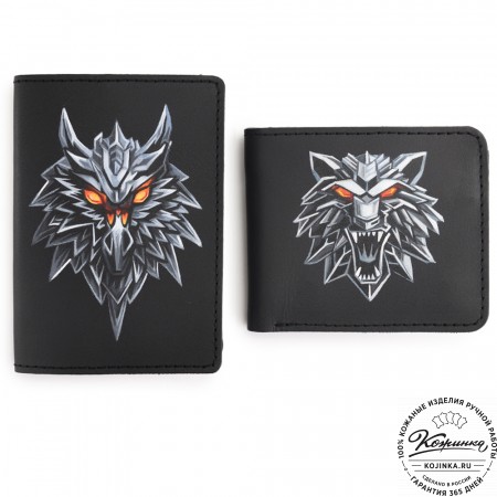  Кожаный бумажник "Рокки" "Волк" (черный)