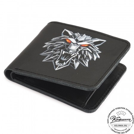  Кожаный бумажник "Рокки" "Волк" (черный)