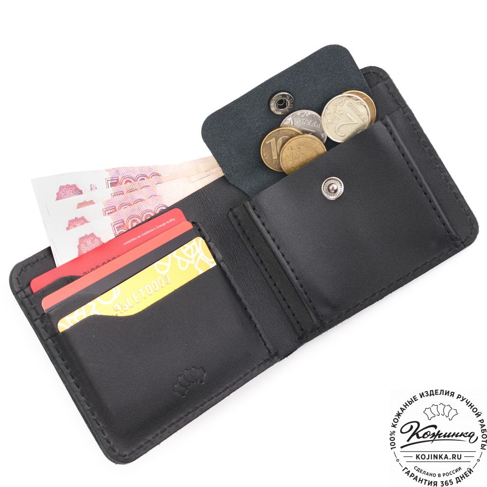  Кожаный бумажник "Рокки" "Волк" (черный)