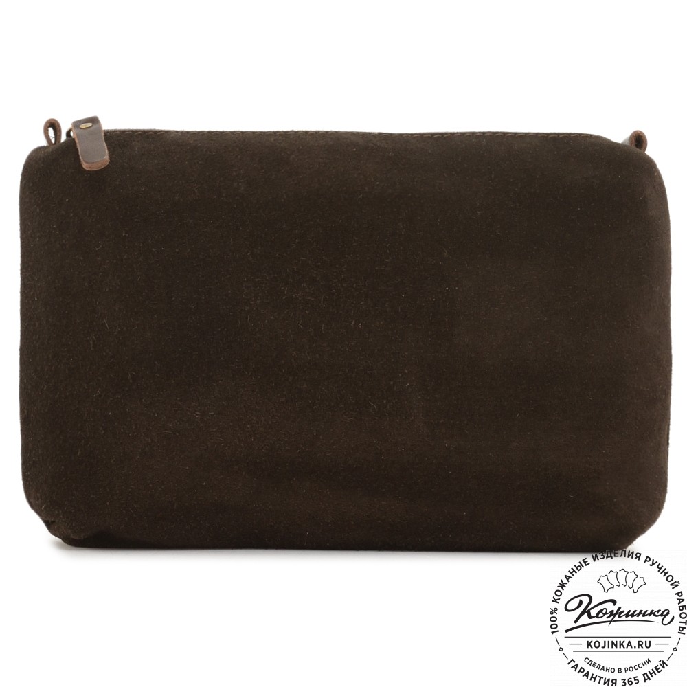 Кожаная косметичка "Лорен" (тёмно-коричневая)