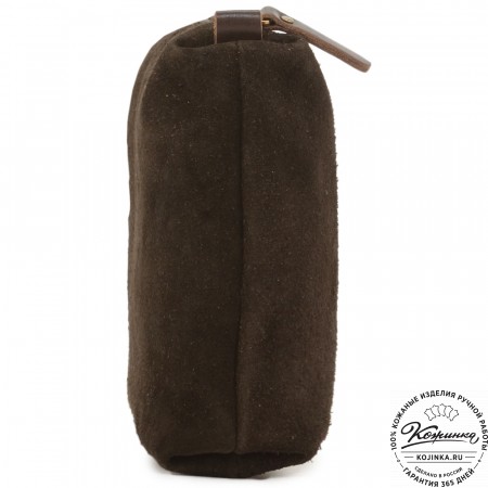 Кожаная косметичка "Лорен" (тёмно-коричневая)