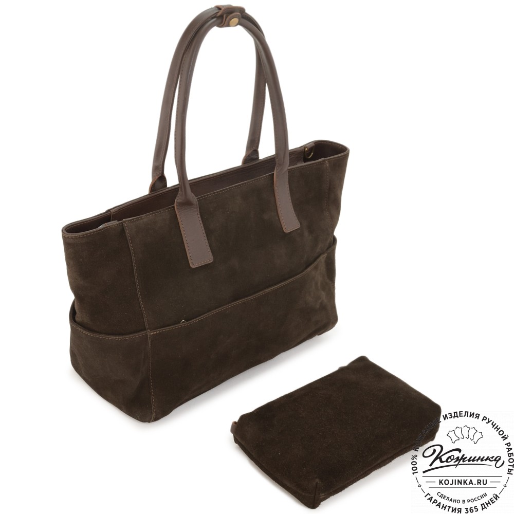 Кожаная косметичка "Лорен" (тёмно-коричневая)