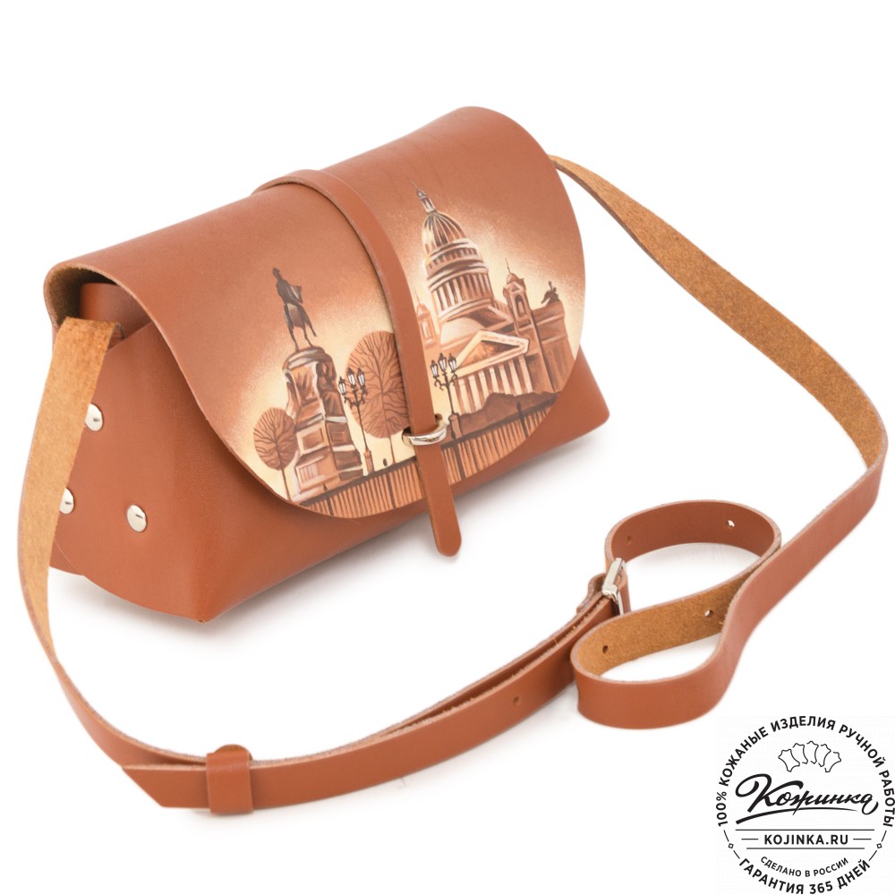  Женская кожаная сумка "Милла макси" "Санкт-Петербург"  (рыжая)