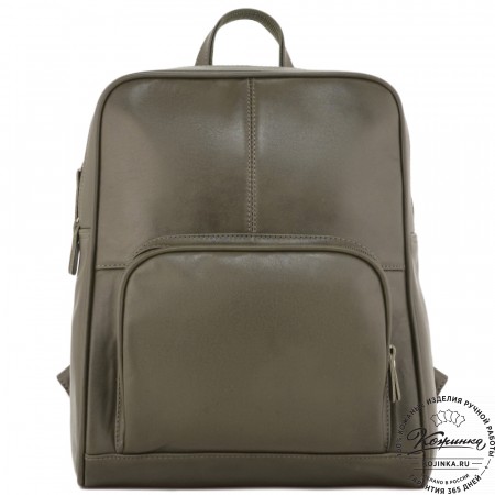 Кожаный рюкзак "Пандора" (хаки гладкая кожа)