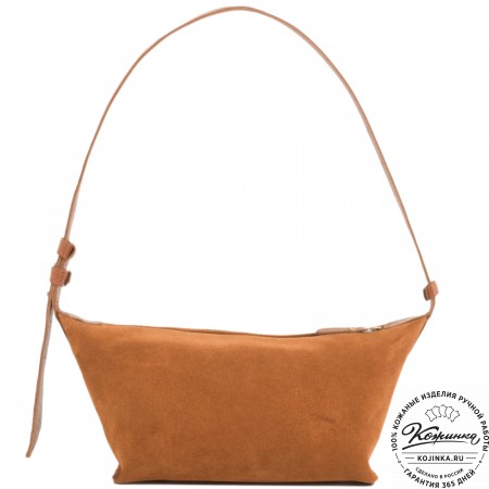 Женская кожаная сумка "Тойс" велюр (рыжая)