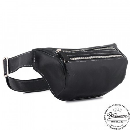 Кожаная сумка на пояс "Марио" (черный)