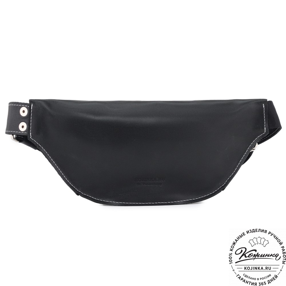 Кожаная сумка на пояс "Марио" (черный)