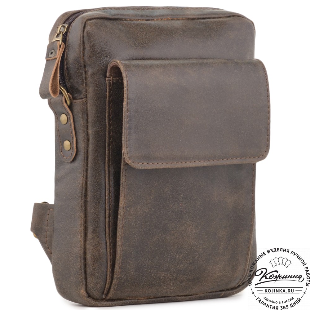 Кожаная нагрудная сумка "Стивен" (коричневая наппа)