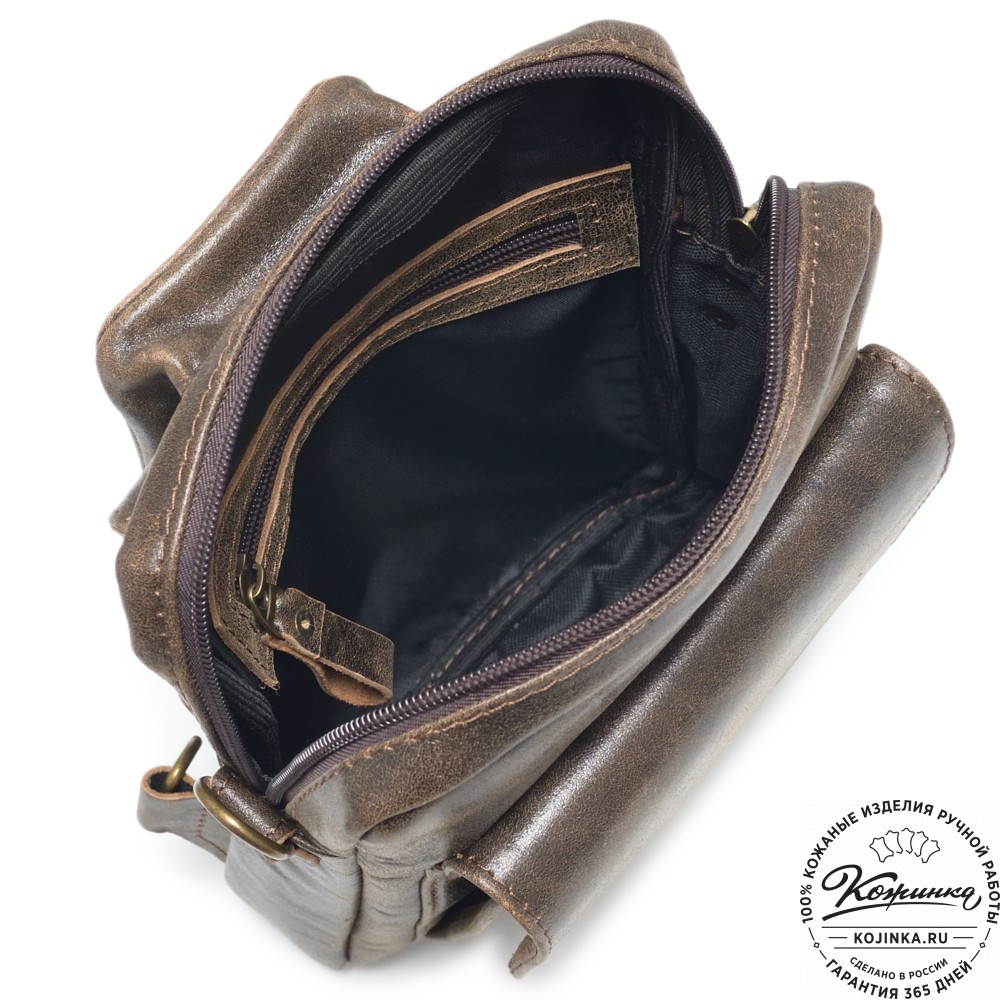 Кожаная нагрудная сумка "Стивен" (коричневая наппа)