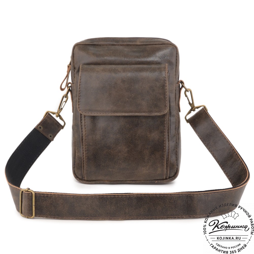 Кожаная нагрудная сумка "Стивен" (коричневая наппа)