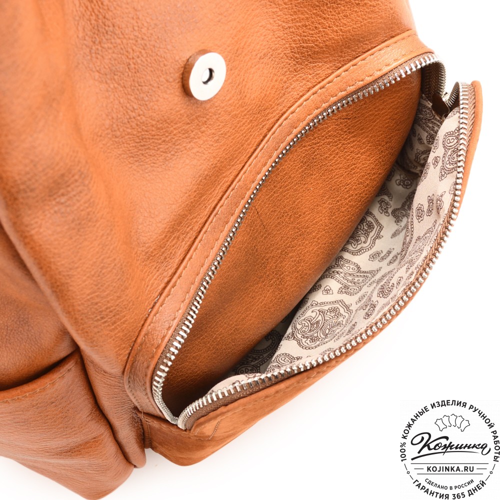 Женский кожаный рюкзак "Франческа" (рыжий)