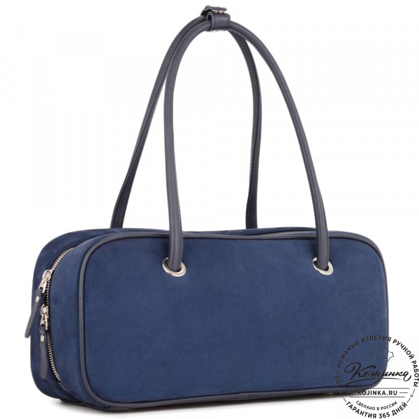 Женская кожаная сумка "Тамань" велюр (синий). фото 1