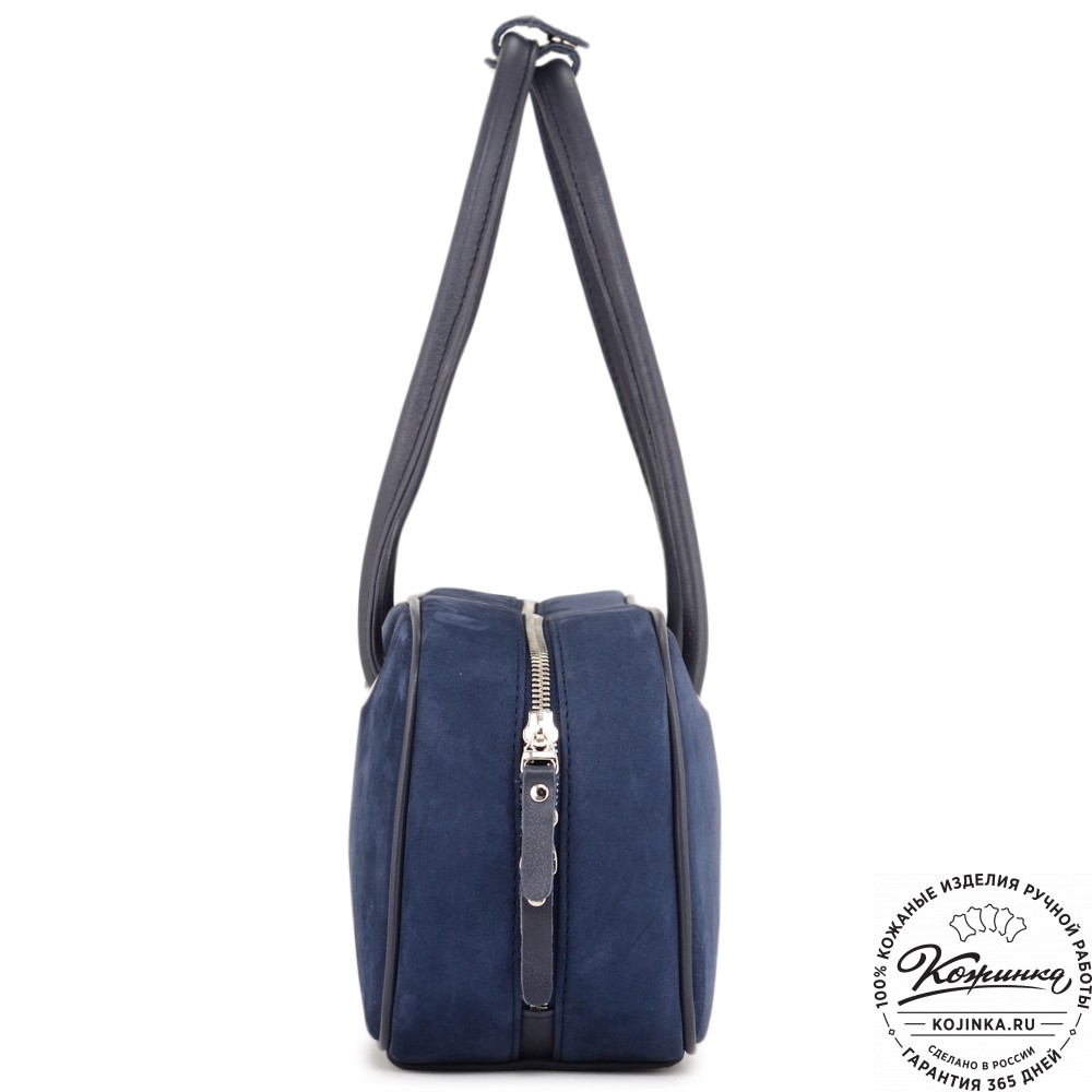Женская кожаная сумка "Тамань" велюр (синий)