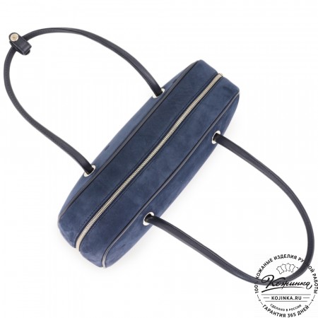 Женская кожаная сумка "Тамань" велюр (синий)