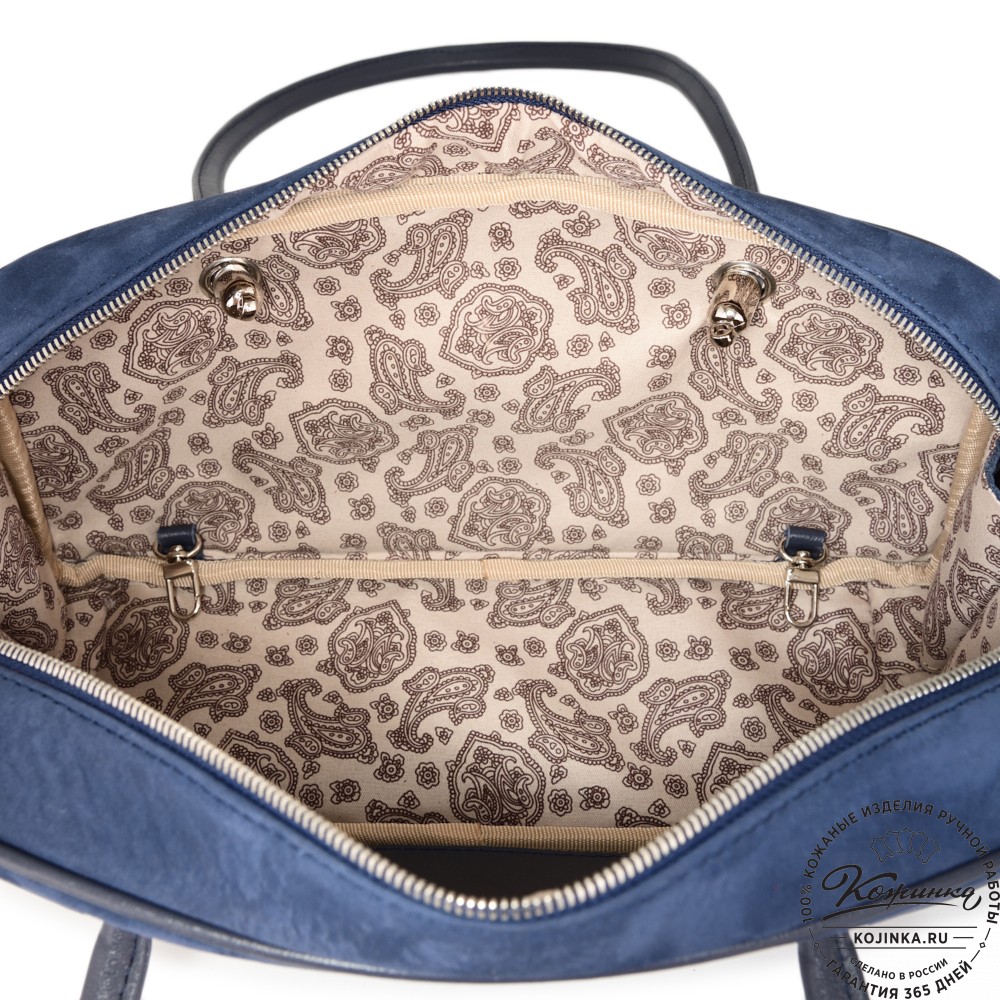 Женская кожаная сумка "Тамань" велюр (синий)