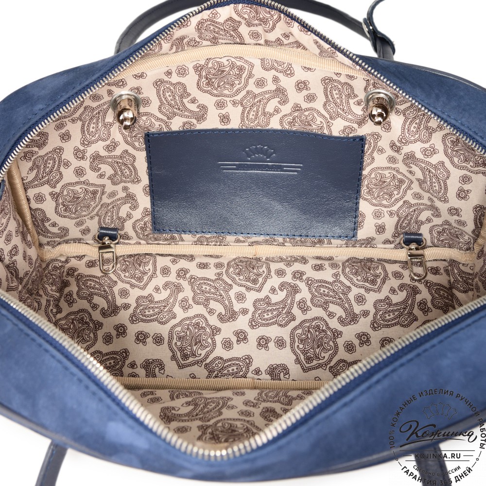 Женская кожаная сумка "Тамань" велюр (синий)