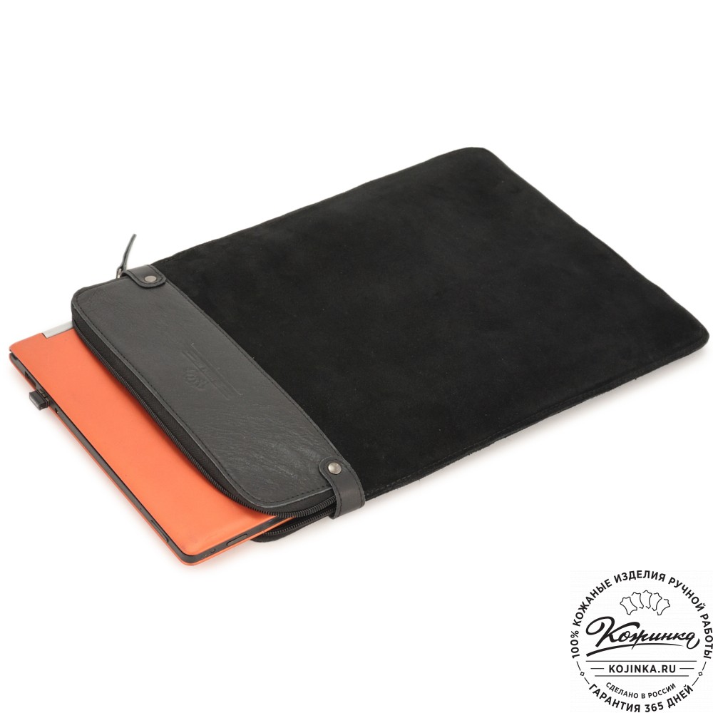 Чехол для ноутбука "Колизей" (велюр/кожа) черный