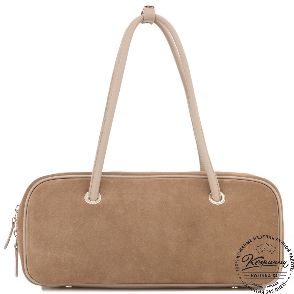 Женская кожаная сумка "Тамань" велюр (капучино)