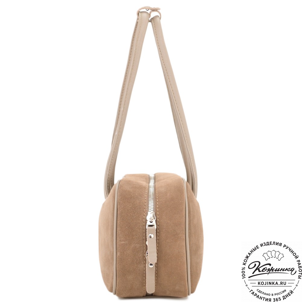 Женская кожаная сумка "Тамань" велюр (капучино)