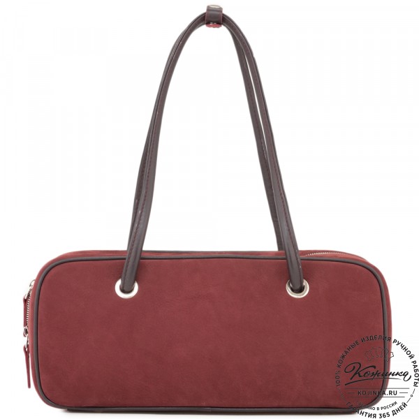 Женская кожаная сумка "Тамань" велюр (вишня). фото 1