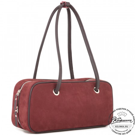 Женская кожаная сумка "Тамань" велюр (вишня)