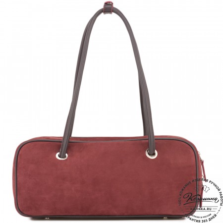 Женская кожаная сумка "Тамань" велюр (вишня)