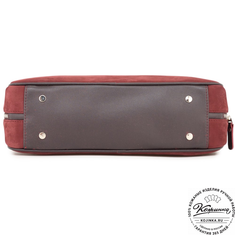 Женская кожаная сумка "Тамань" велюр (вишня)