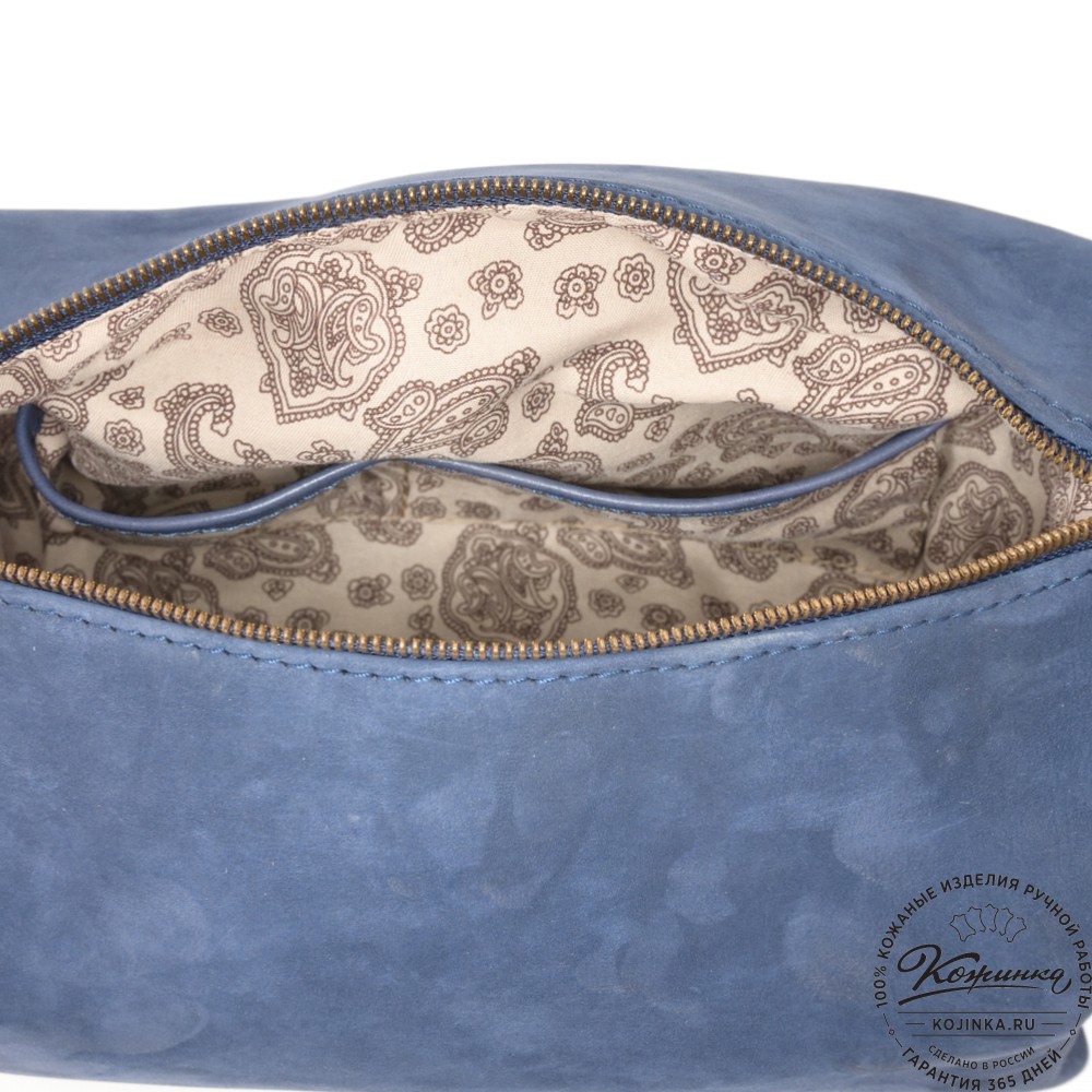 Женская кожаная сумка "Тойс" велюр (синий)