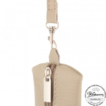 Женская кожаная сумка "Винтаж" с ключницей (серо-бежевый)