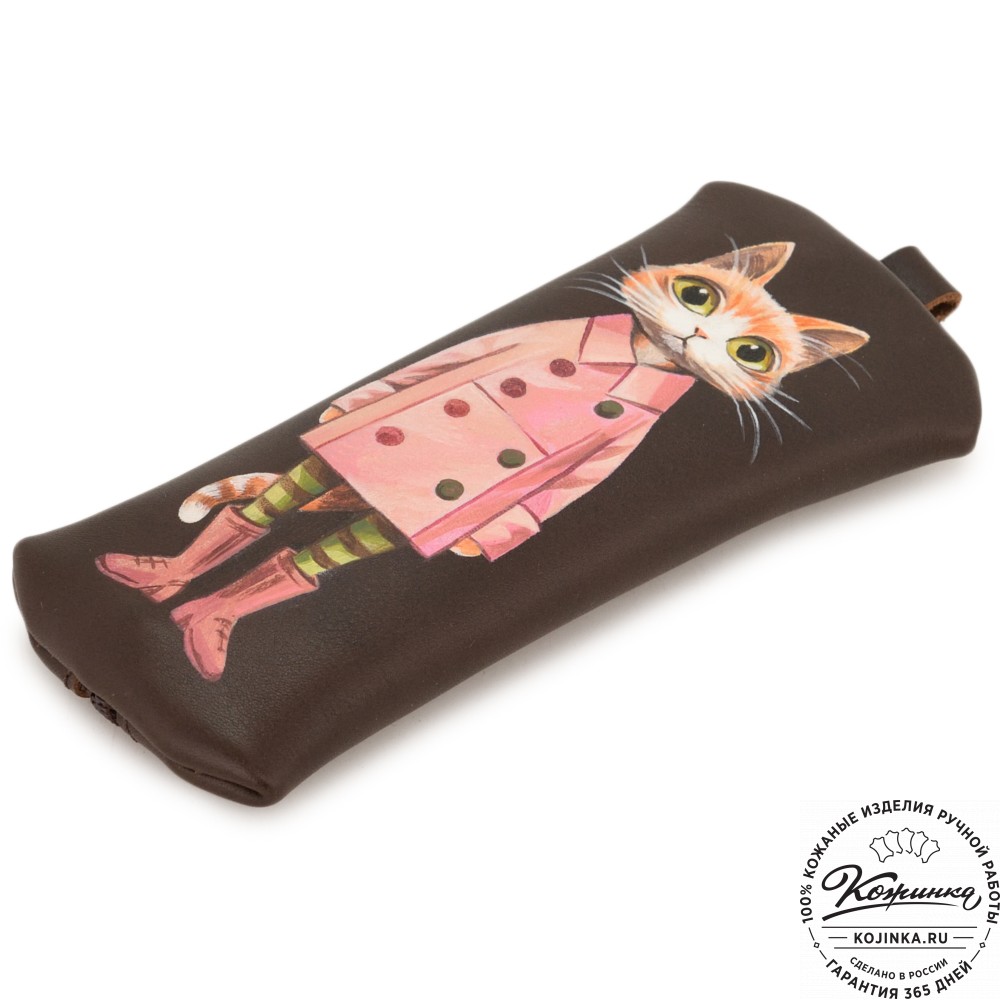Кожаная ключница «Соло» "Кот в розовом"
