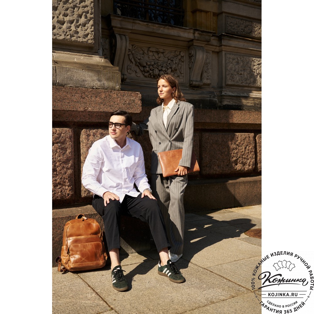 Кожаный рюкзак "Гудвин" (рыжий воск)