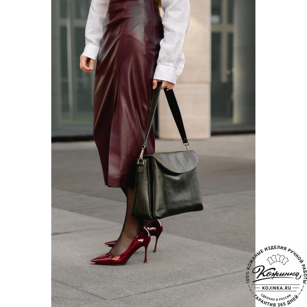 Кожаная женская сумка "Кейт" (хаки гладкая кожа)