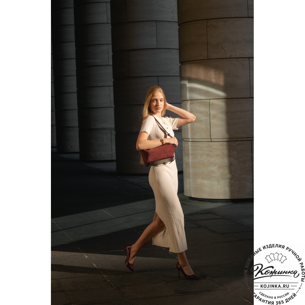 Женская кожаная сумка "Тойс" велюр (синий)