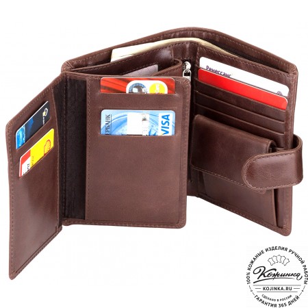 Кожаное портмоне "Пушкин" (коричневое)
