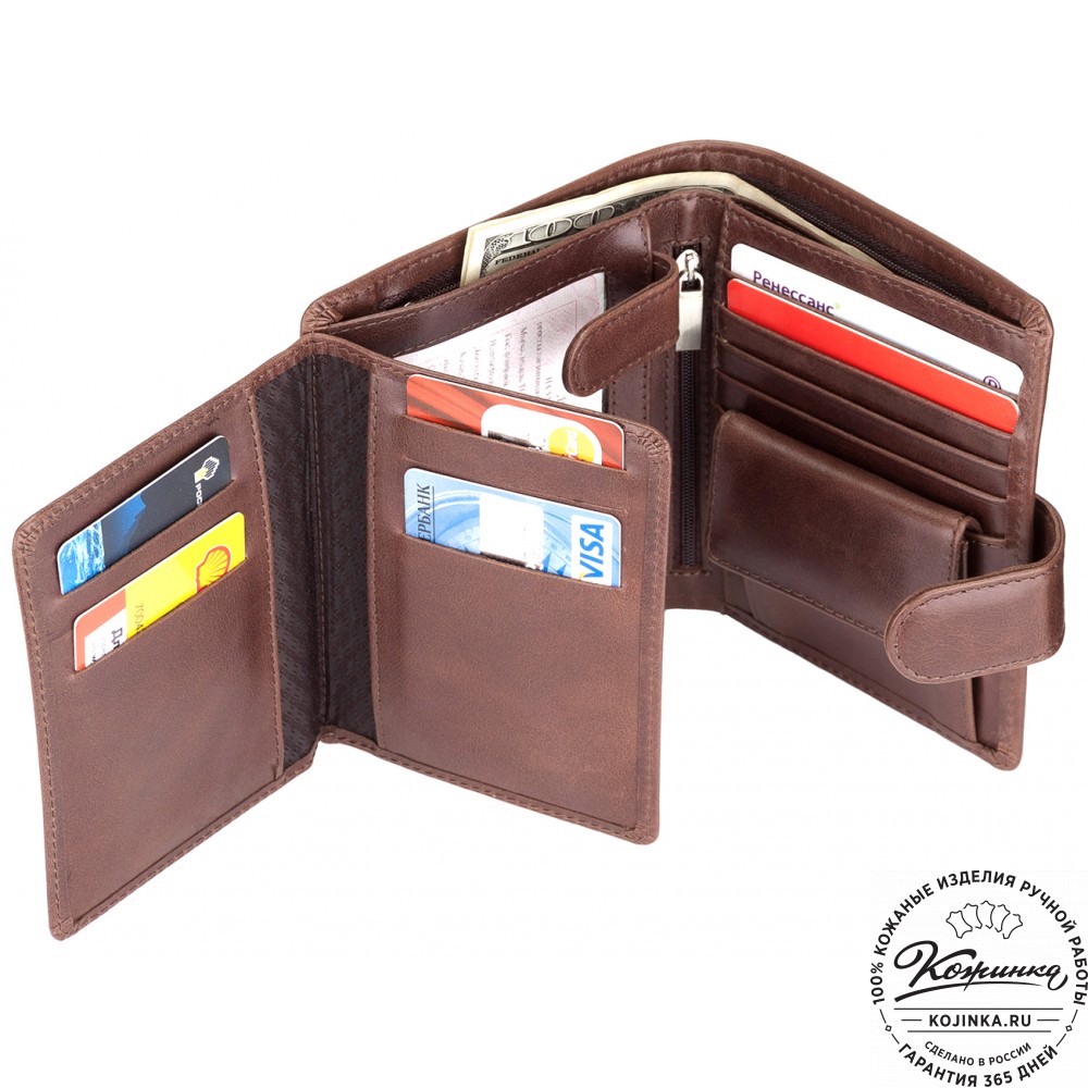 Кожаное портмоне "Пушкин" (коричневое)