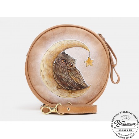 Женская кожаная сумка "Келли" "Совёнок" (бежевая)