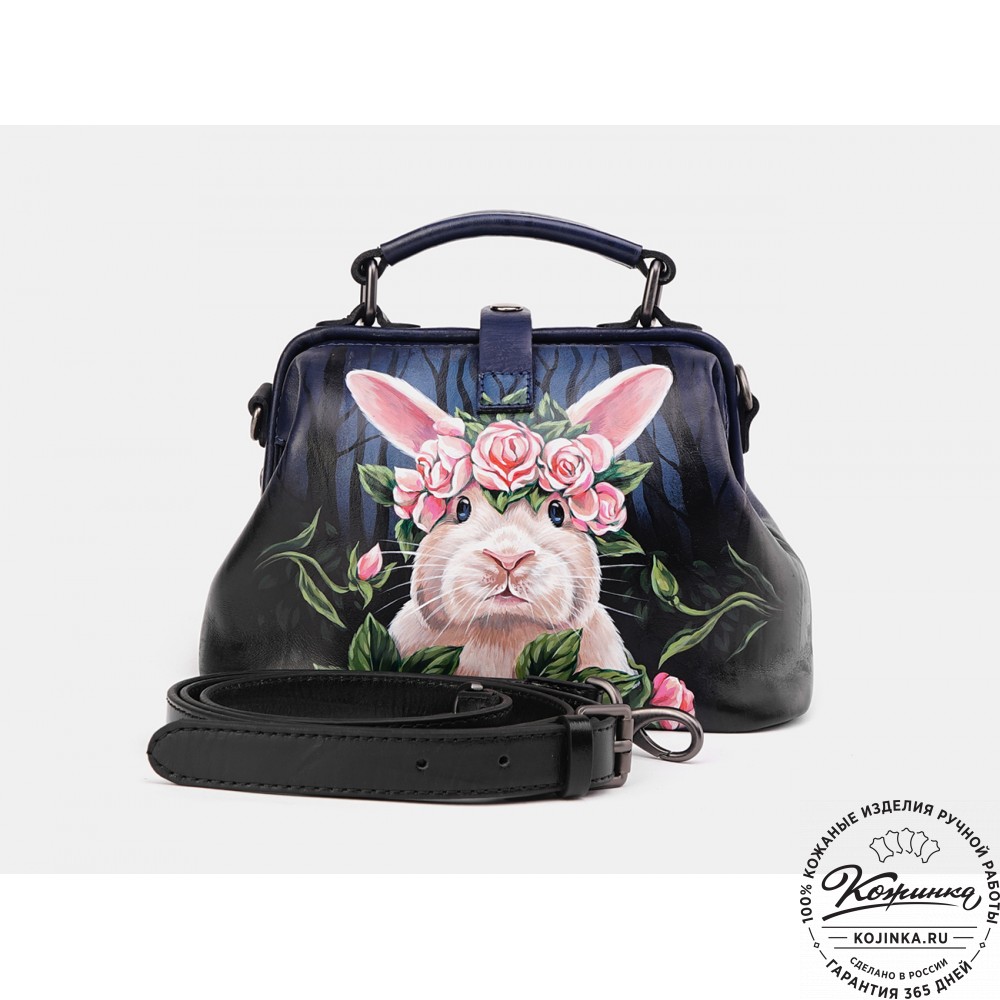 Сумка Фрейм "Кролик в розах" (cиняя)