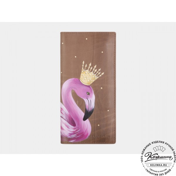 Кожаное портмоне "Монако" "Фламинго" (бежевое). фото 1